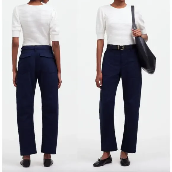 Madewell | NWT | Darted Barrel-Leg Pants in Classic Navy | Sz 30 - Picture 1 of 10